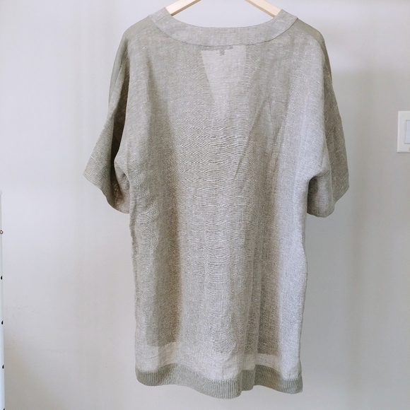 Lafayette 148 New York 100% Linen Tunic Top Size Medium Sage Green - Picture 10 of 16